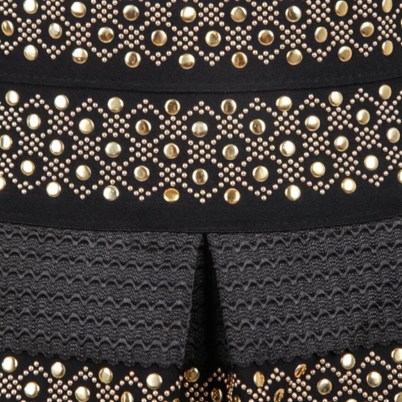 High Waist Rivet Studs Striped Skirt - Picture 2 of 5